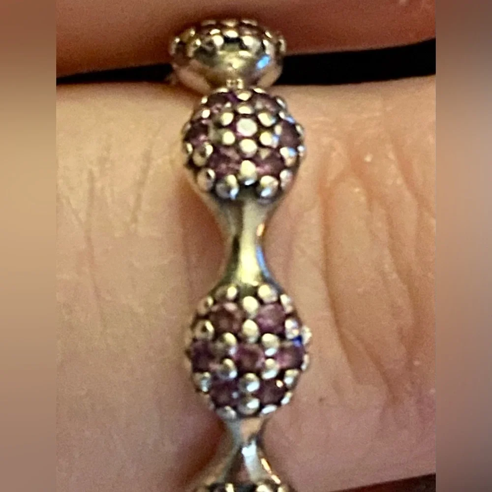 Pandora purple stone sterling silver 925 pods ring in size 8 - Picture 2 of 5